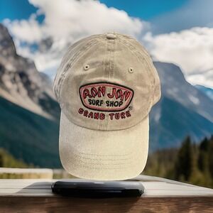 Ron‎ Jon Surf Shop Hat Cap Strap Back Khaki Beige Embroidered Grand Turk Mens